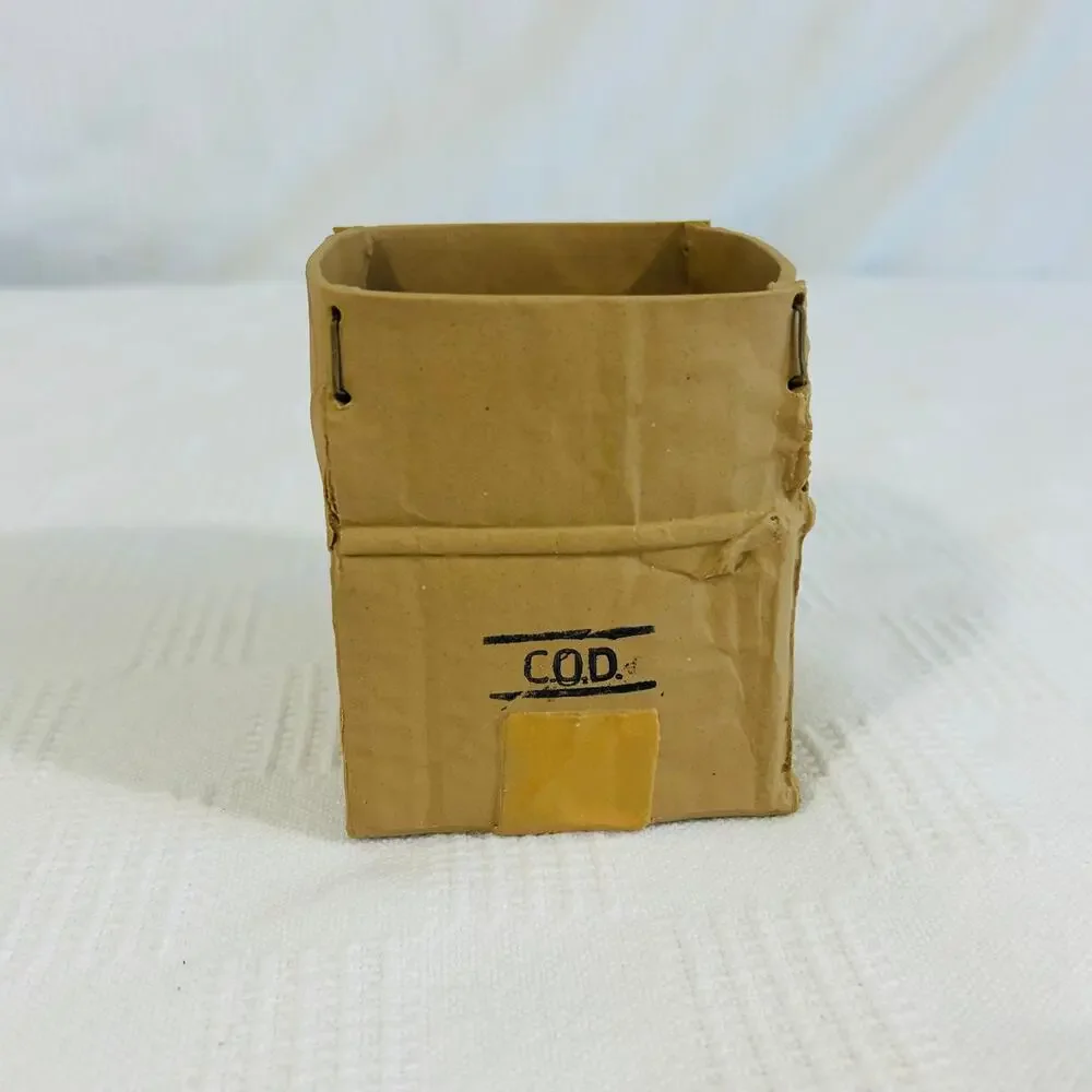 Michael Harvey Vase Pop Art Corrugated Box Rare Vintage Trompe L'oeil Ceramic